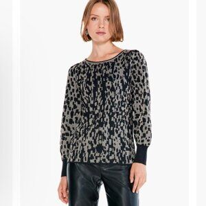 NIC+ZOE Geometric Abstract Metallic Shimmer Sweater Size M Mob Wife Black NEW